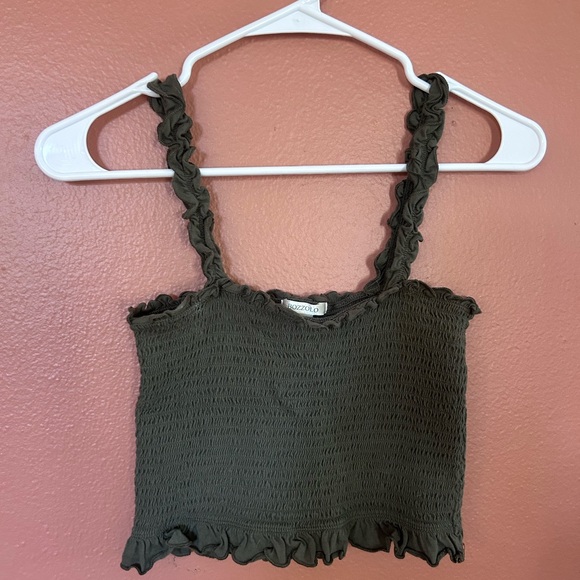 Bozzolo Green Smocked Crop Camisole - Picture 1 of 2